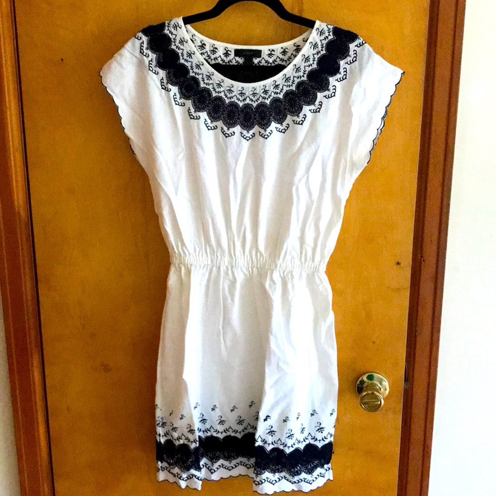 J. Crew White Dress with Navy details